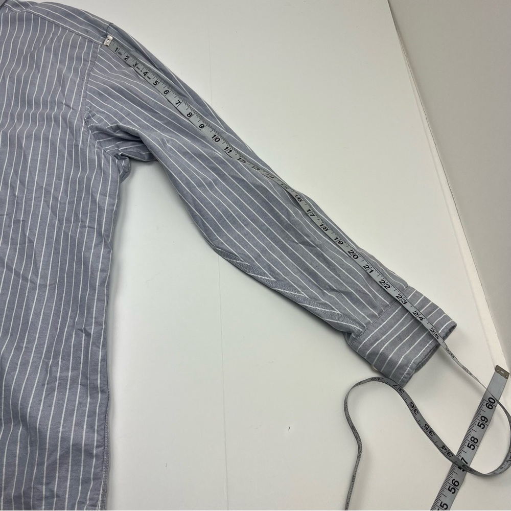 Charles Tyrwhitt Grey Gray‎ White Striped  Button Front Shirt Classic XL *FLAWED - Picture 14 of 15